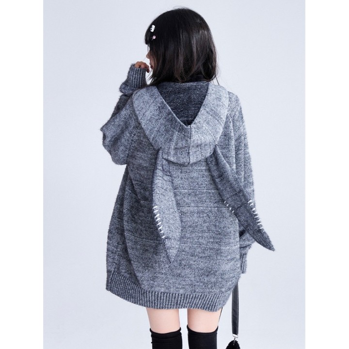 Gilet à capuche oreilles de lapin gris
