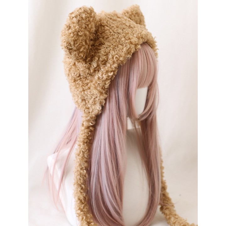 Bonnet oreilles d'ourson blanc ou marron