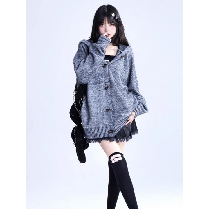 Gilet à capuche oreilles de lapin gris