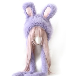 Bonnet à poils longs et oreilles de lapin – 6 coloris