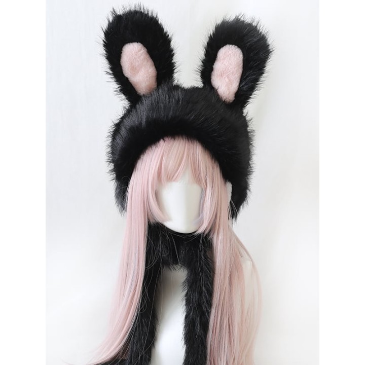Bonnet à poils longs et oreilles de lapin – 6 coloris