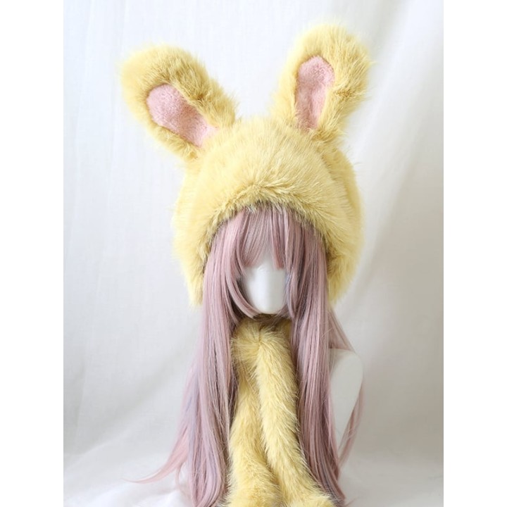 Bonnet à poils longs et oreilles de lapin – 6 coloris