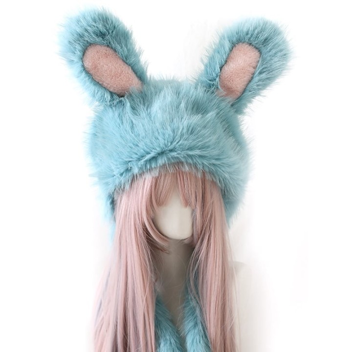 Bonnet à poils longs et oreilles de lapin – 6 coloris