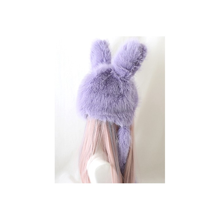 Bonnet à poils longs et oreilles de lapin – 6 coloris
