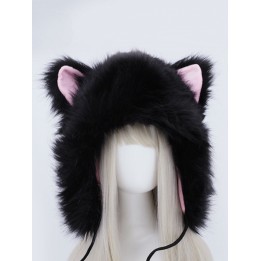 Bonnet à poils longs et oreilles de chat – 3 coloris