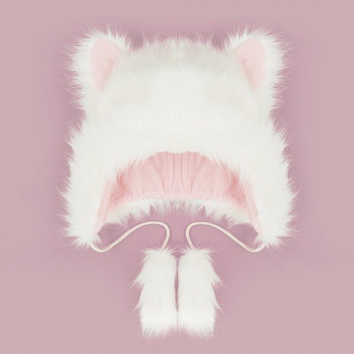 Bonnet à poils longs et oreilles de chat – 3 coloris