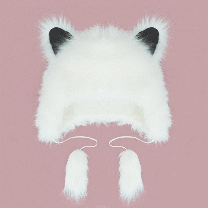 Bonnet à poils longs et oreilles de chat – 3 coloris