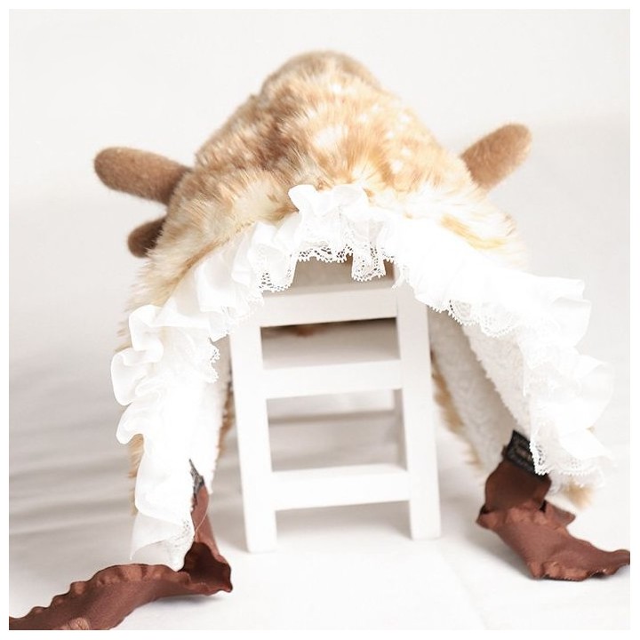 Bonnet sweet lolita faon marron à bois et oreillettes