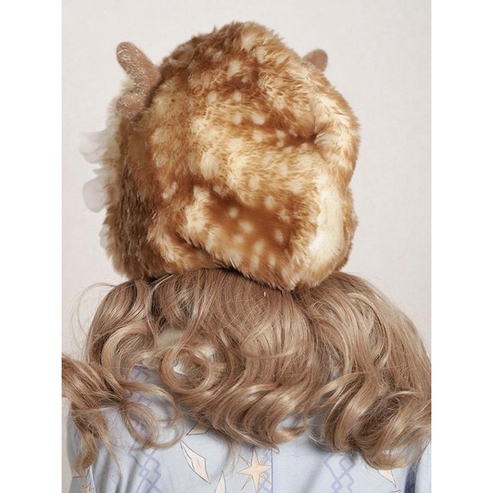 Bonnet sweet lolita faon marron à bois et oreillettes