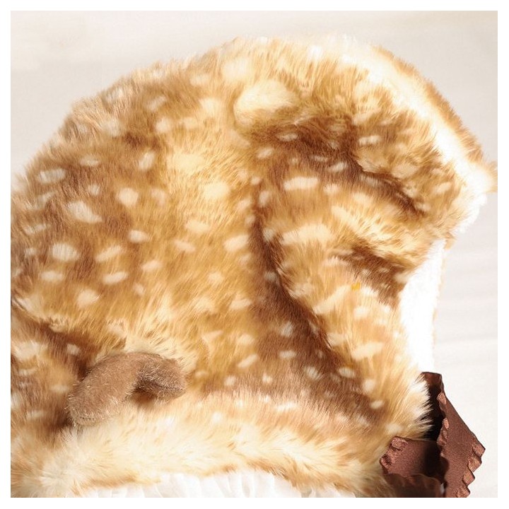 Bonnet sweet lolita faon marron à bois et oreillettes