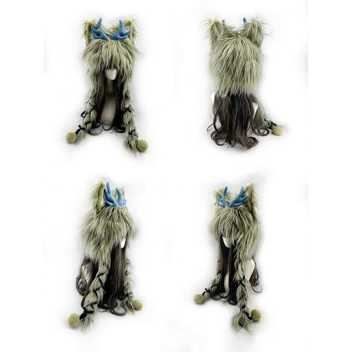 Bonnet à poils longs avec bois de cerf – 3 coloris