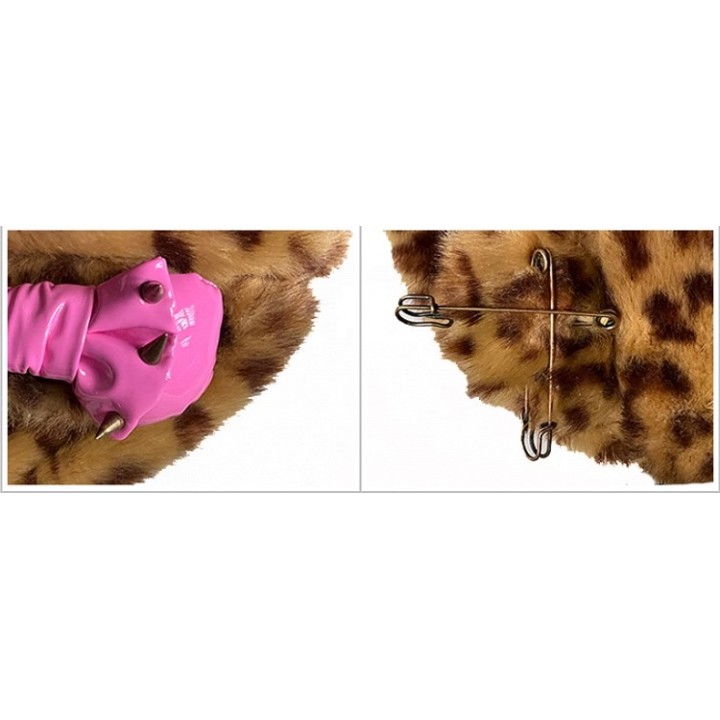Bonnet léopard à oreilles, écharpe et nœud