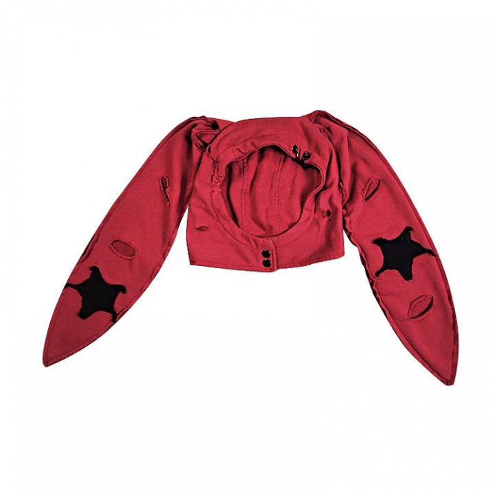 Bonnet punk oreilles de lapin effet troué – noir ou rouge