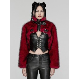 Veste punk courte noire et rouge