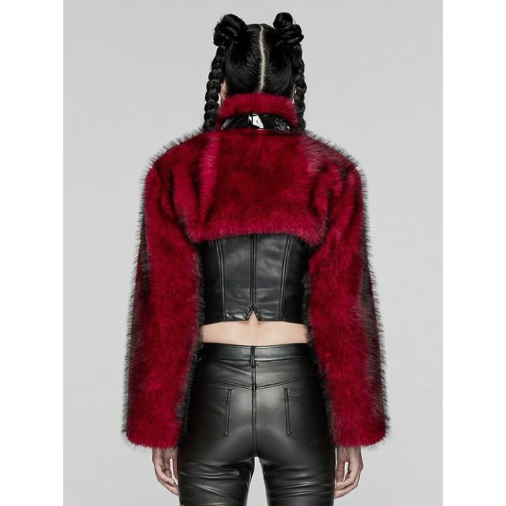 Veste punk courte noire et rouge