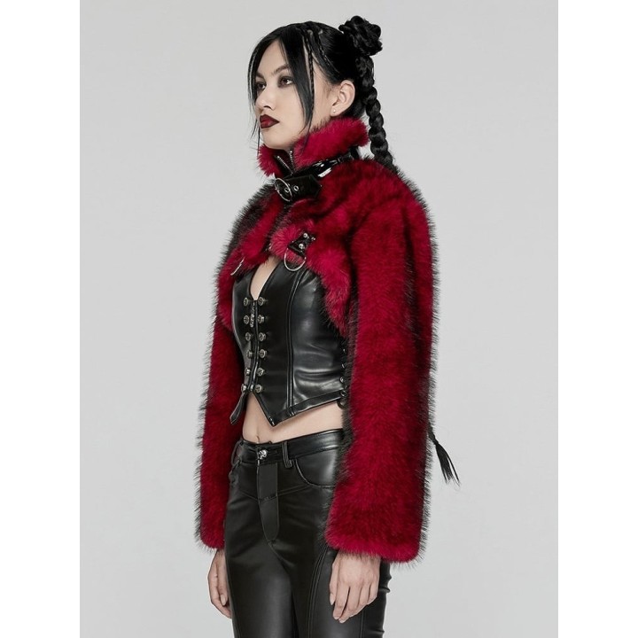Veste punk courte noire et rouge