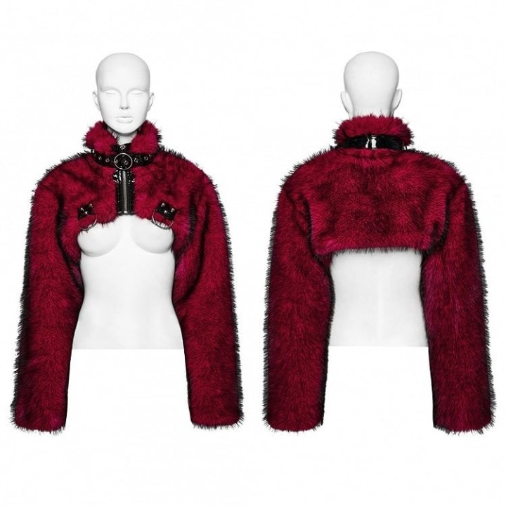Veste punk courte noire et rouge