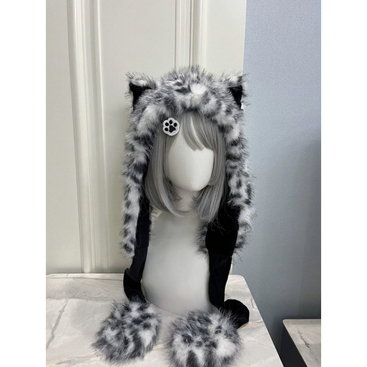 Bonnet léopard des neiges à oreilles