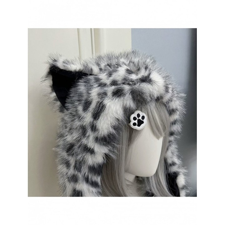 Bonnet léopard des neiges à oreilles