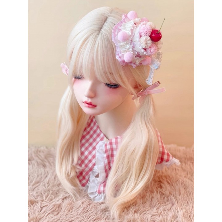 Mini chapeau lolita gâteau aux cerises rose et blanc