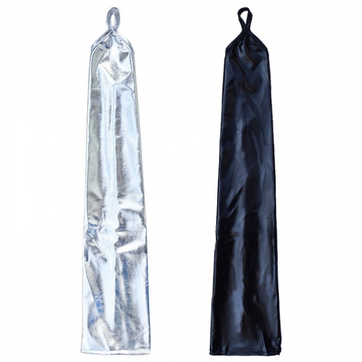 Gants longs sans doigts effet brillant – noir, argent ou les deux