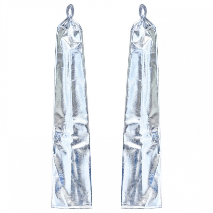 Gants longs sans doigts effet brillant – noir, argent ou les deux