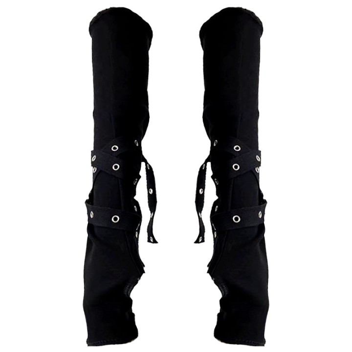 Gants longs gothiques noirs à sangles