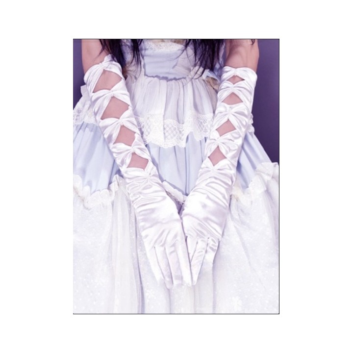 Gants lolita à nœuds – blanc ou noir