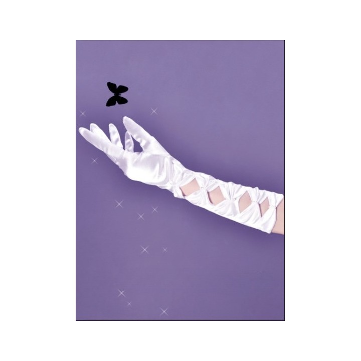Gants lolita à nœuds – blanc ou noir