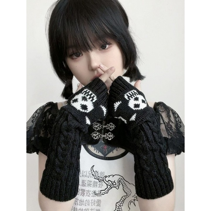 Gants longs gothiques noirs