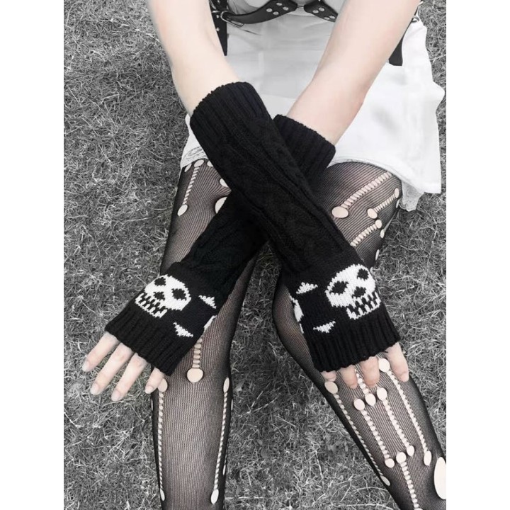 Gants longs gothiques noirs