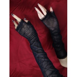 Gants noirs semi-transparents toile d'araignée