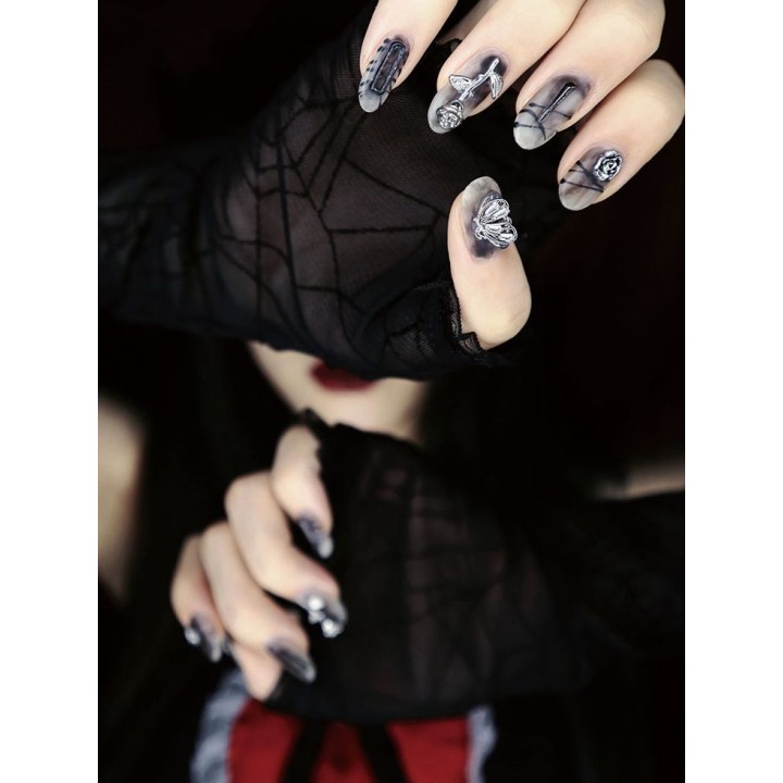 Gants noirs semi-transparents toile d'araignée