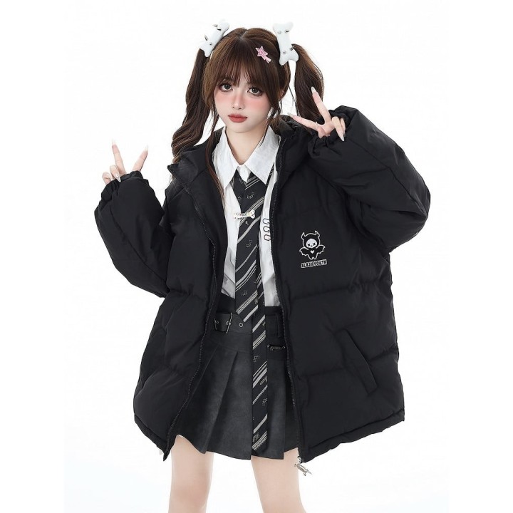 Manteau à capuche noir cornes et ailes de diable (sac bandoulière offert)
