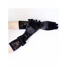 Gants longs gothic lolita noirs à nœud