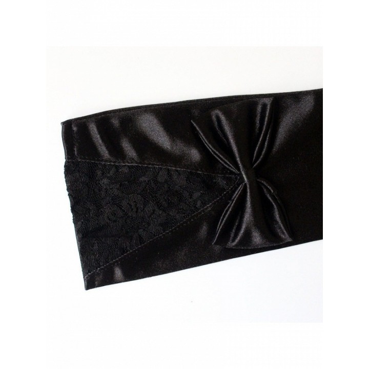 Gants longs gothic lolita noirs à nœud