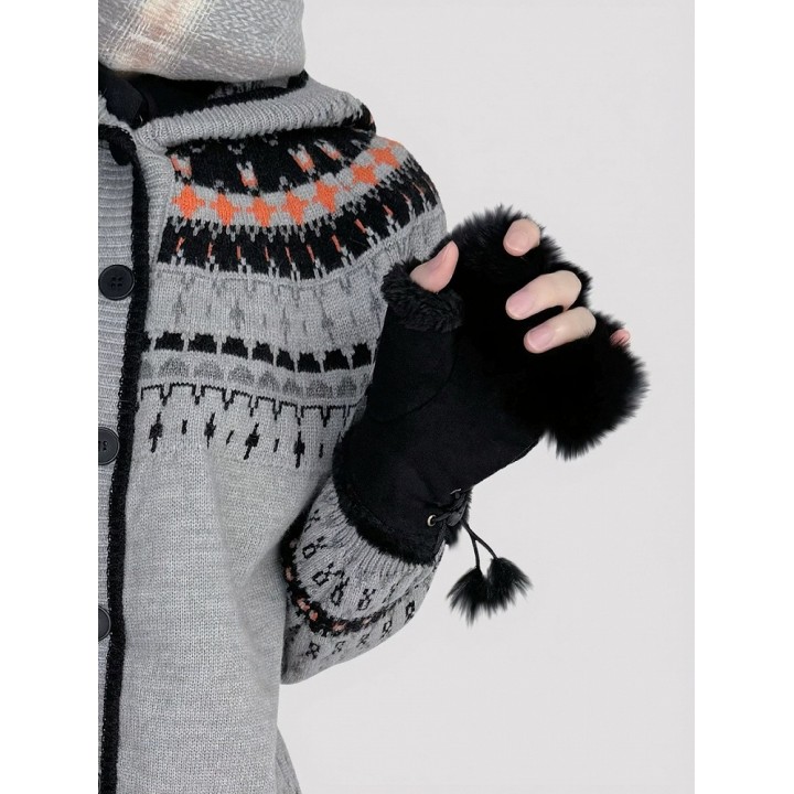 Mitaines à étoile, nœud et strass – 2 coloris
