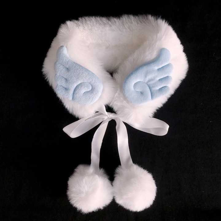 Écharpe à ailes et pompons – 4 coloris