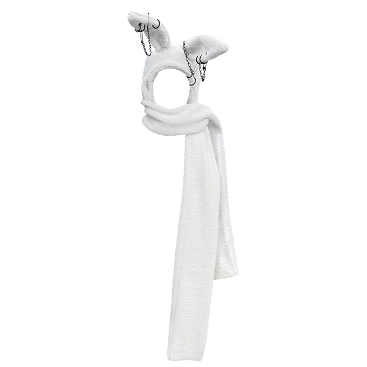 Écharpe à capuche oreilles de lapin – rose ou blanc