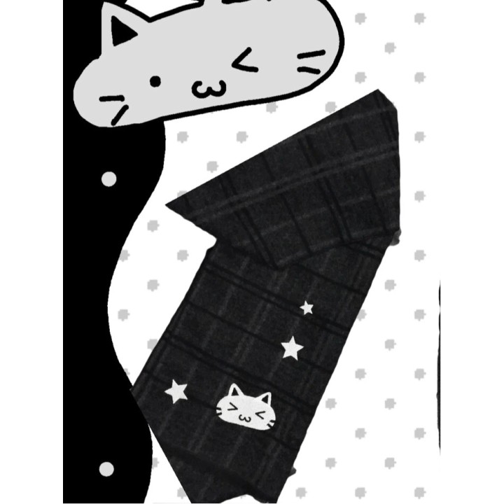 Écharpe à carreaux gris foncé à chatons et étoiles