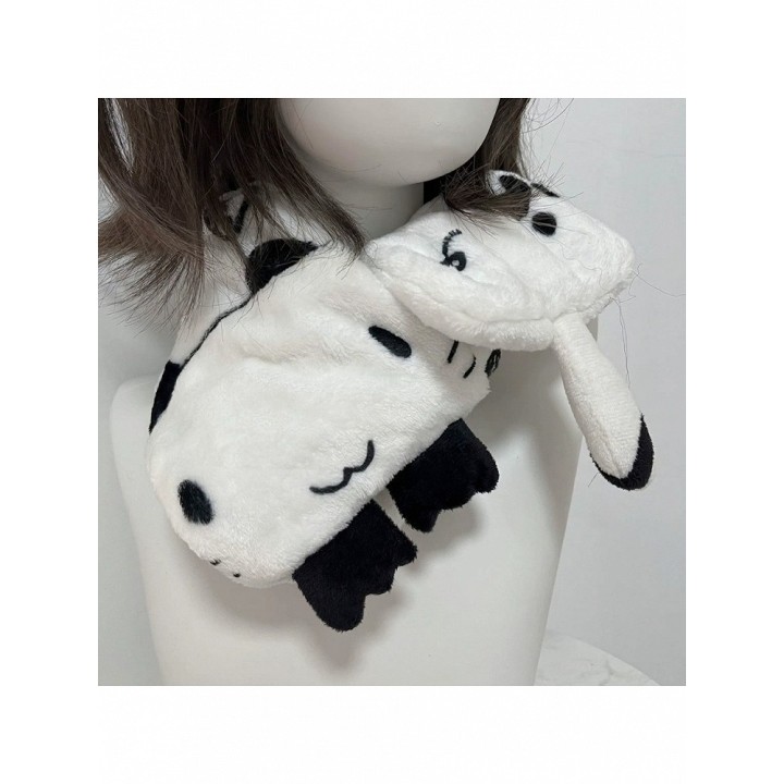 Écharpe blanche et noire à motif chat