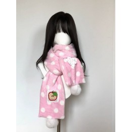 Écharpe en peluche rose à pommes, flocons et pompons