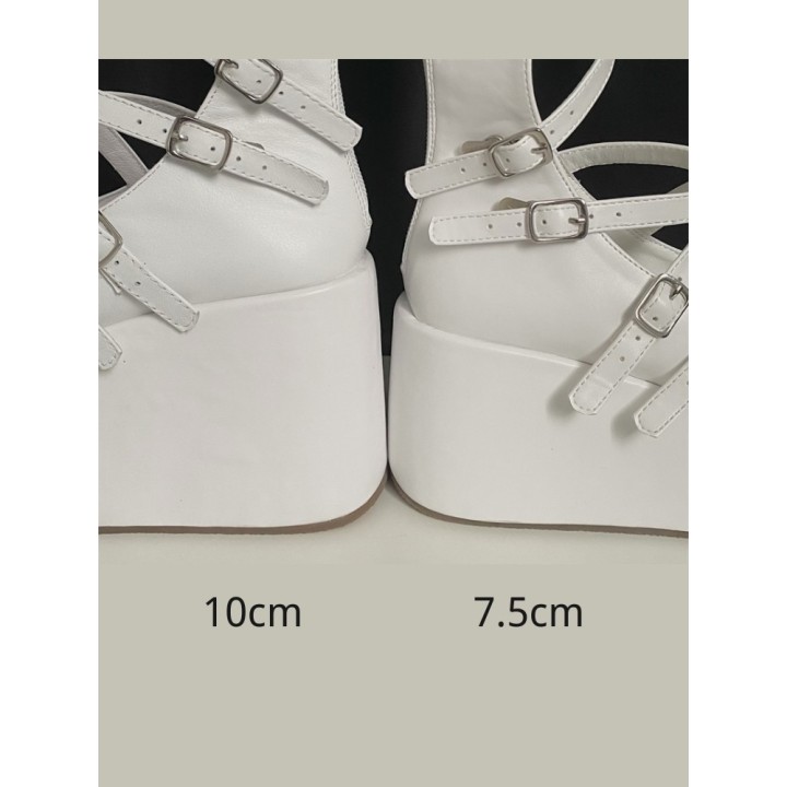 Chaussures plateformes noires à sangles croisées et zip arrière