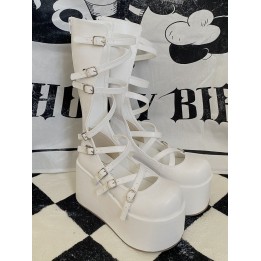 Bottes hautes plateformes gothiques blanches