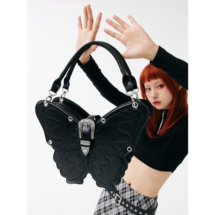 Sac papillon noir, bandoulière ou sac à dos – grand modèle