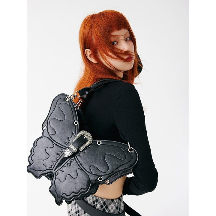 Sac papillon noir, bandoulière ou sac à dos – grand modèle