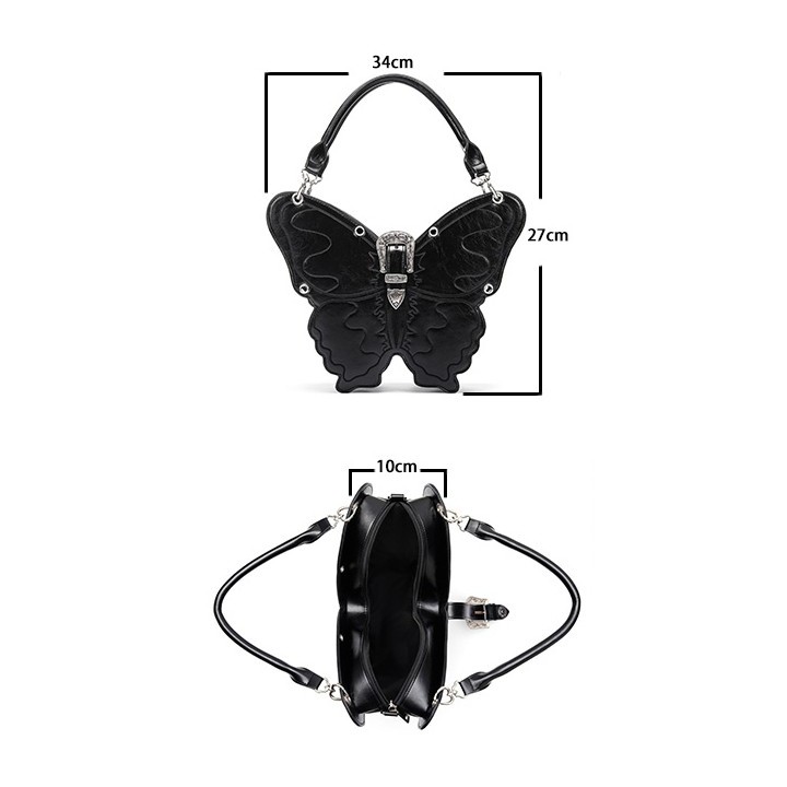 Sac papillon noir, bandoulière ou sac à dos – grand modèle