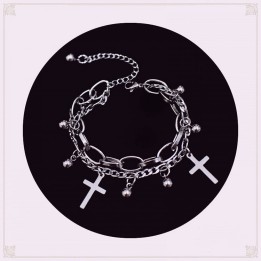 Bracelet chaîne gothique punk à croix