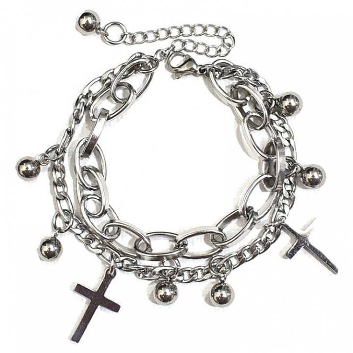 Bracelet chaîne gothique punk à croix