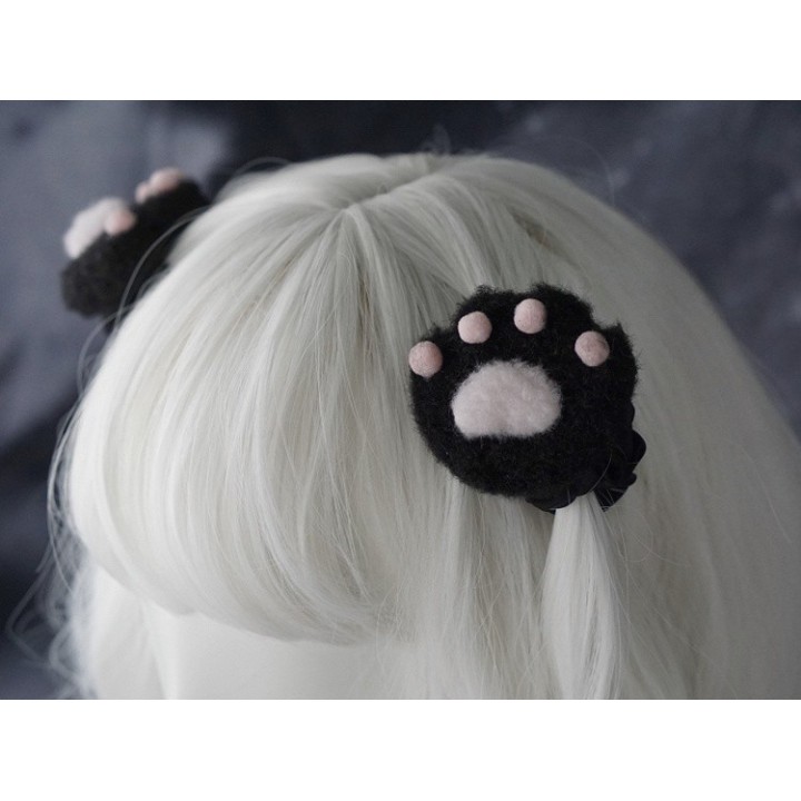 Barrettes pattes de chat faites main (la paire)